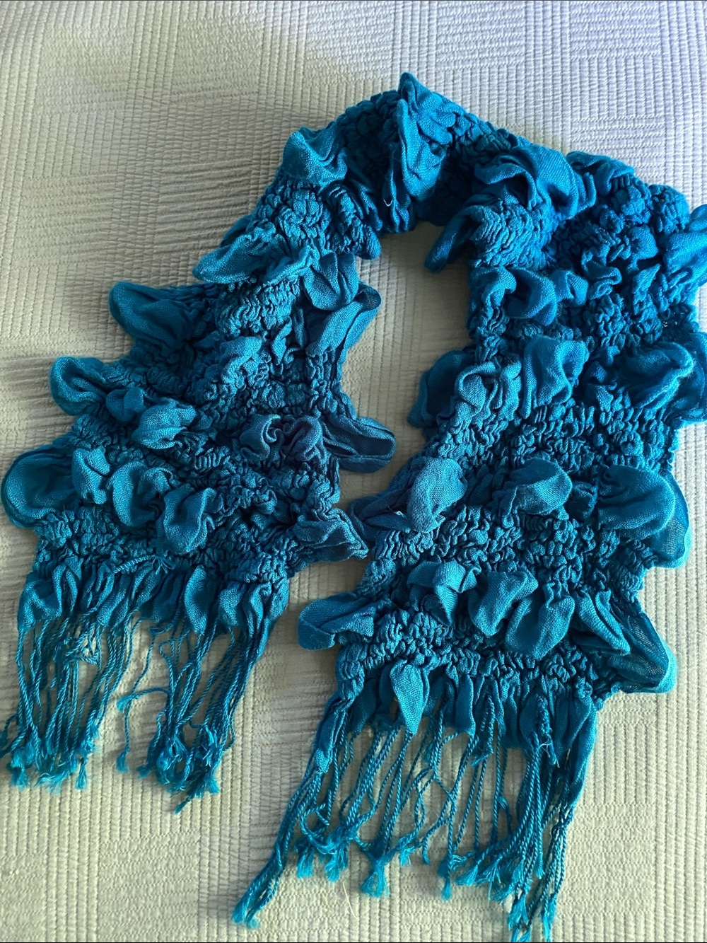 Aqua Teal Blue Ruffle Scarf